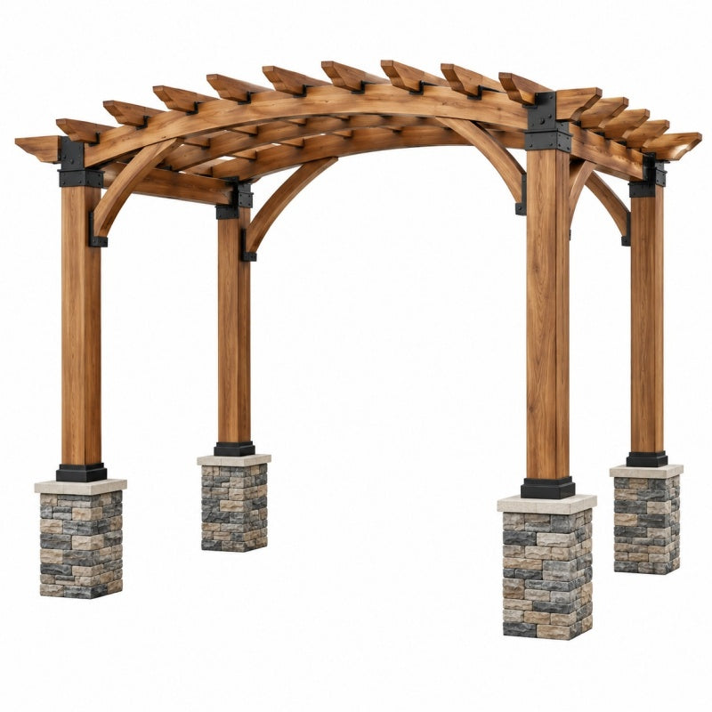Pergola ogrodowa 360 x 360 x 270 cm drewniana brązowa z metalowymi łącznikami