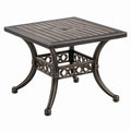 Stół ogrodowy 90 x 90 x 74 cm metalowy czarno brązowy - kwadratowy z otworem na parasol