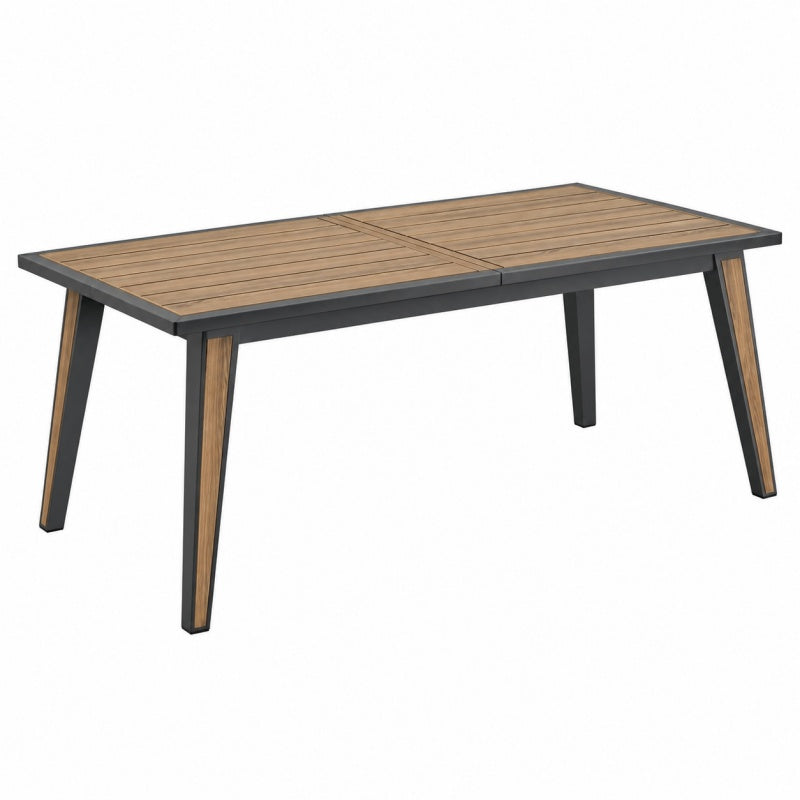 Stół ogrodowy 180 x 90 x 75 cm z drewna i metalu brązowo-czarny nowoczesny