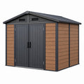 Domek ogrodowy 213 x 131 x 185 cm z tworzywa sztucznego brązowo-antracytowy z dwuskrzydłowymi drzwiami