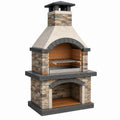 Grill ogrodowy 120 x 70 x 220 cm kamienny szaro-beżowy z rusztem i kominem